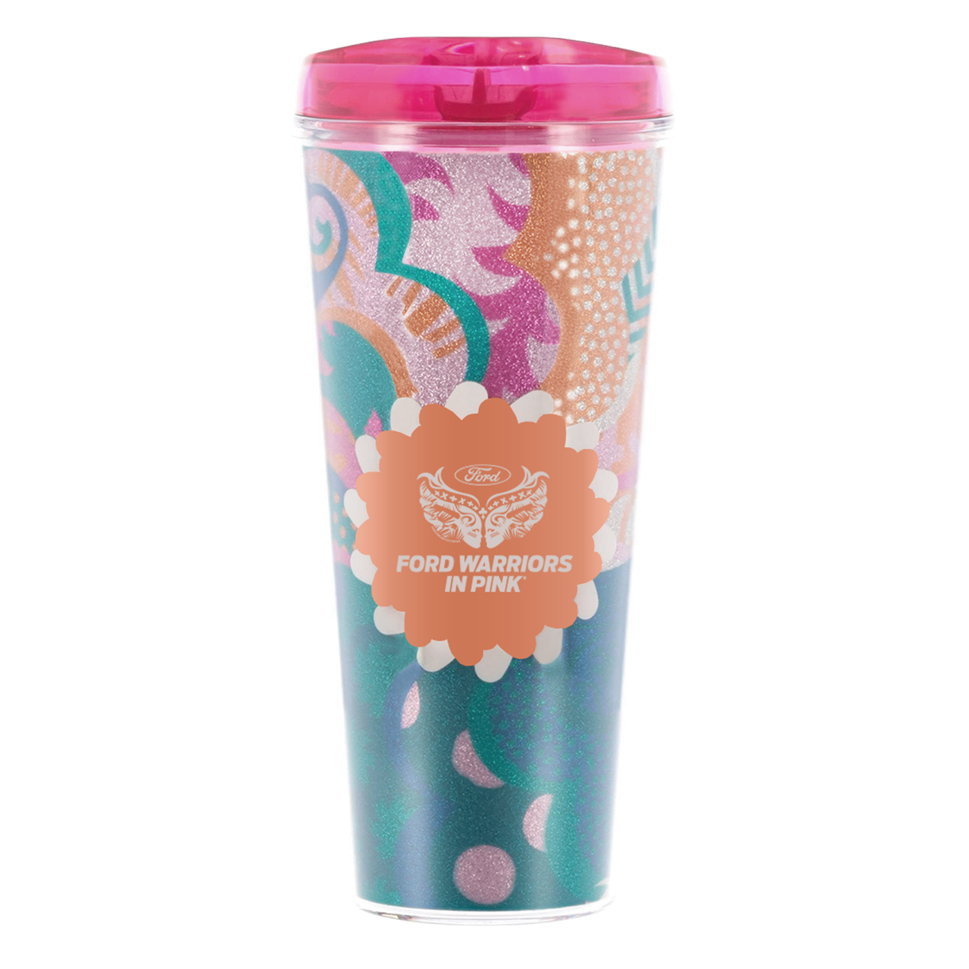 Ford Warriors in Pink 2024 Floral Glitter 22oz Tumbler