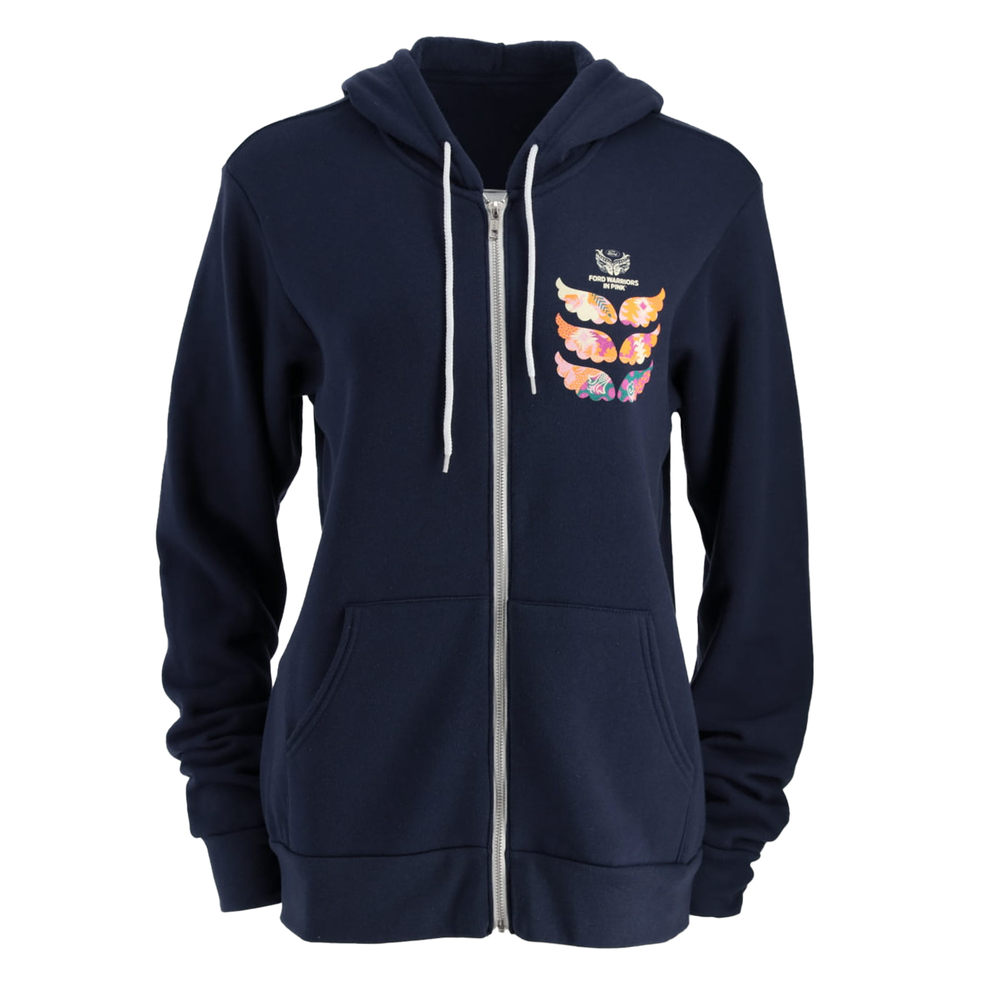 Ford Warriors in Pink Womens Winged Warrior Navy Full Zip Hoodie