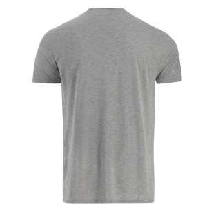 back of a gray t-shirt on a white background