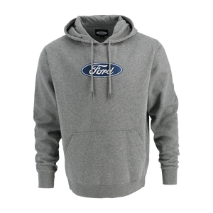 Gray hoodie with Ford logo on a white background