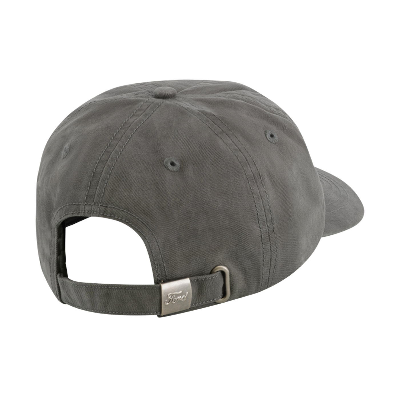 back of charcoal hat with ford on slide back silver enclosure