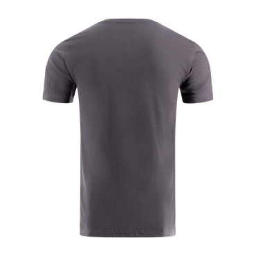 back of gray short sleeve men's t-shirt