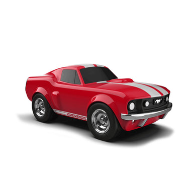 White and red mustang muscle car Bagheera toy model on a white background