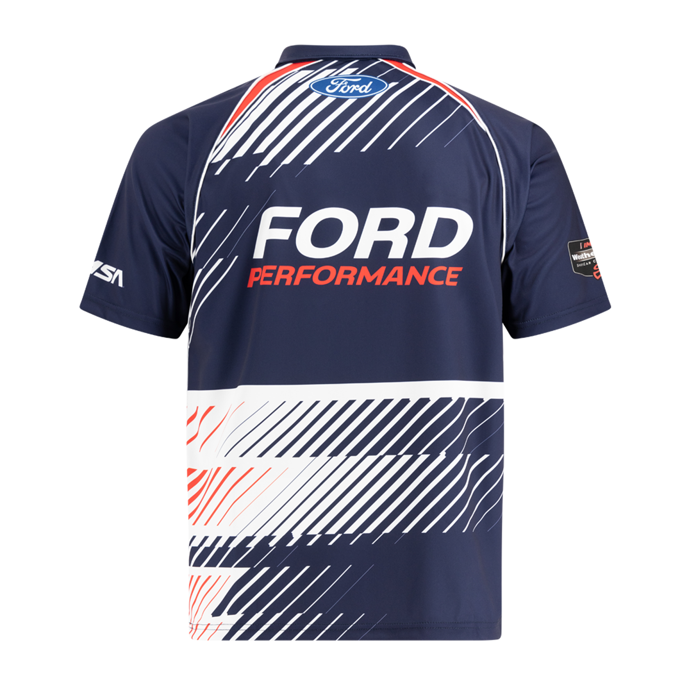 Navy sports jersey with Ford Performance branding on a white background