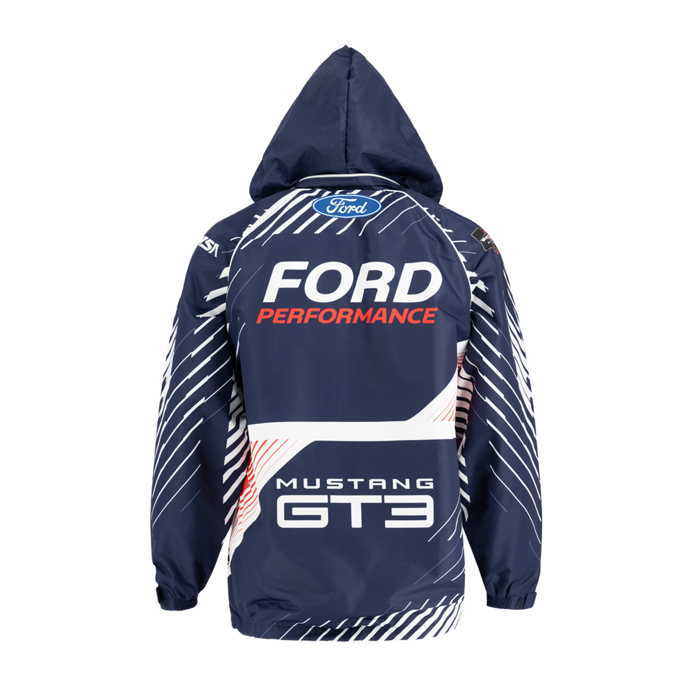 back of ford performance jacket with hood up