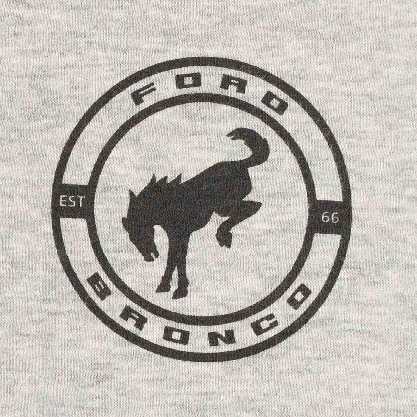 Ford Bronco logo on a gray background