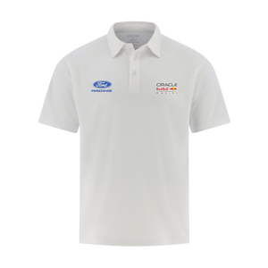 White polo shirt with Ford Racing and Oracle Red Bull Racing logos on a white background