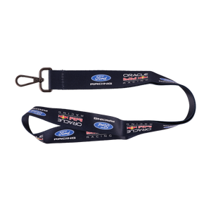 Black lanyard with Ford Racing, and Oracle Red Bull Racing logos on a white background