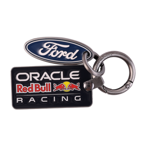 Keychain with Ford and Oracle Red Bull Racing logos on a white background