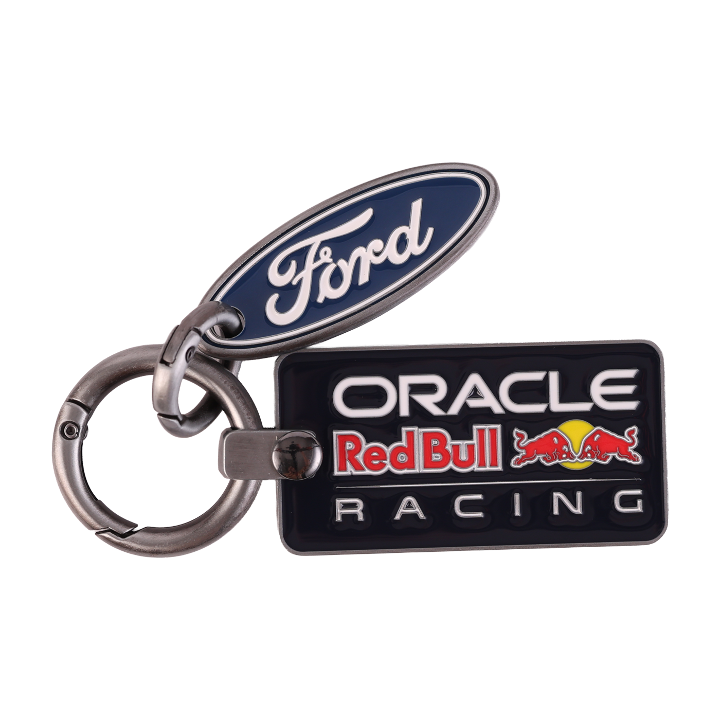 Ford and Oracle Red Bull Racing keychain on a white background