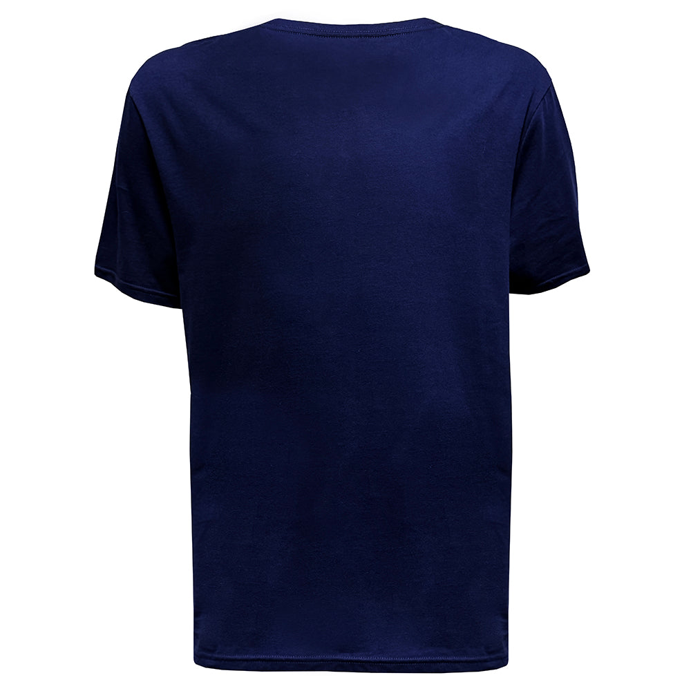 Navy blue t-shirt on a white background