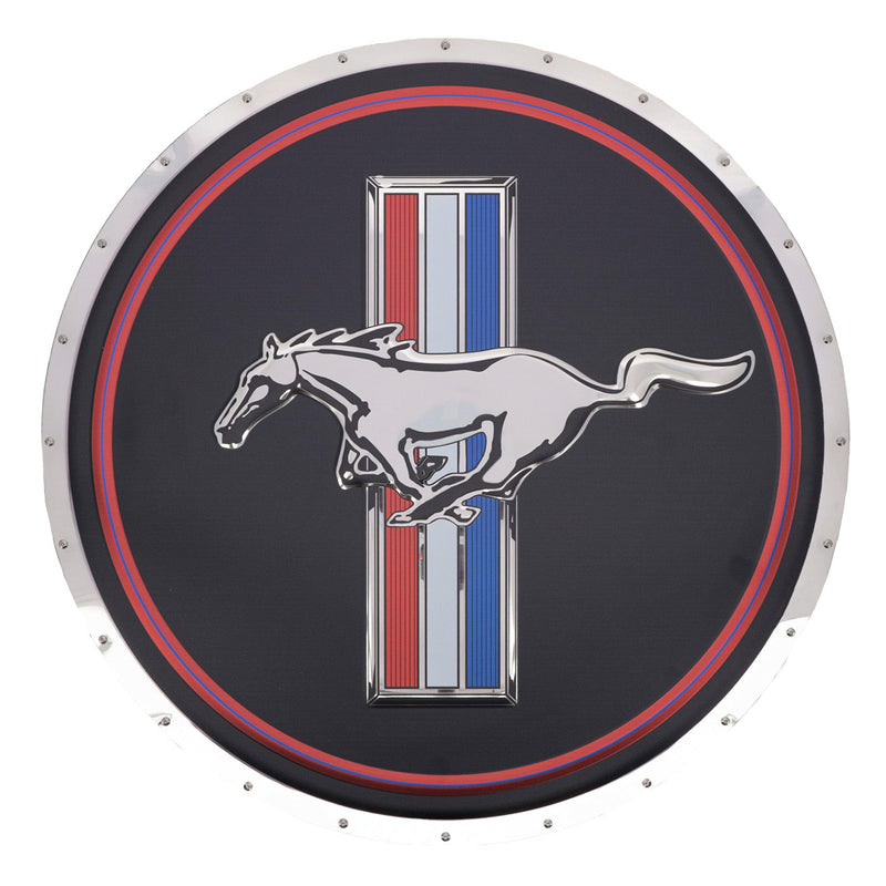 Ford Mustang Round Tribar Metal Wall Sign