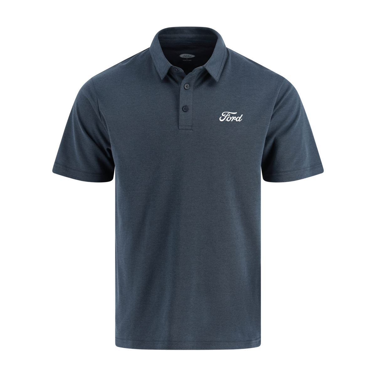 Gray polo shirt with Ford logo on a white background