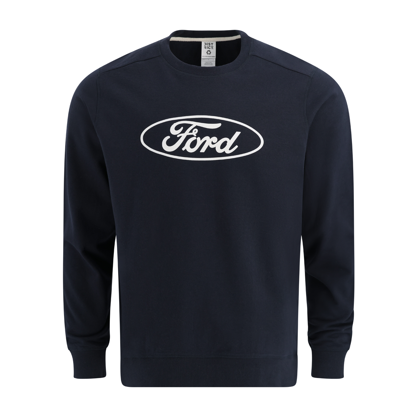 Navy blue sweatshirt with Ford logo on a white background