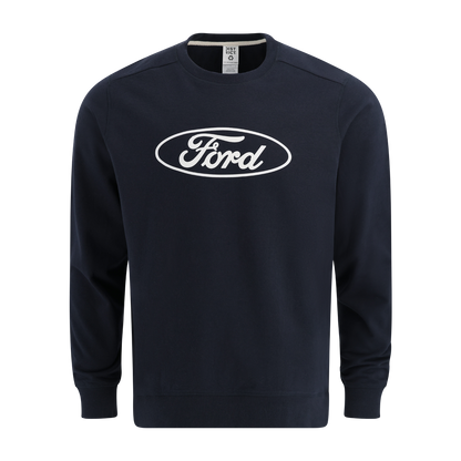 Navy blue sweatshirt with Ford logo on a white background