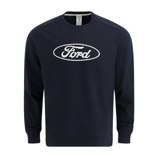 Navy blue sweatshirt with Ford logo on a white background