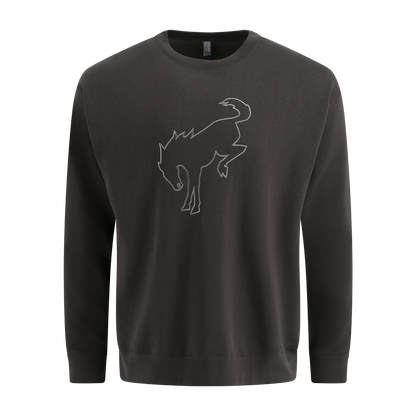 Black sweatshirt with a wolf design on a white background