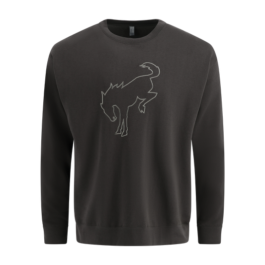 Black sweatshirt with a wolf design on a white background