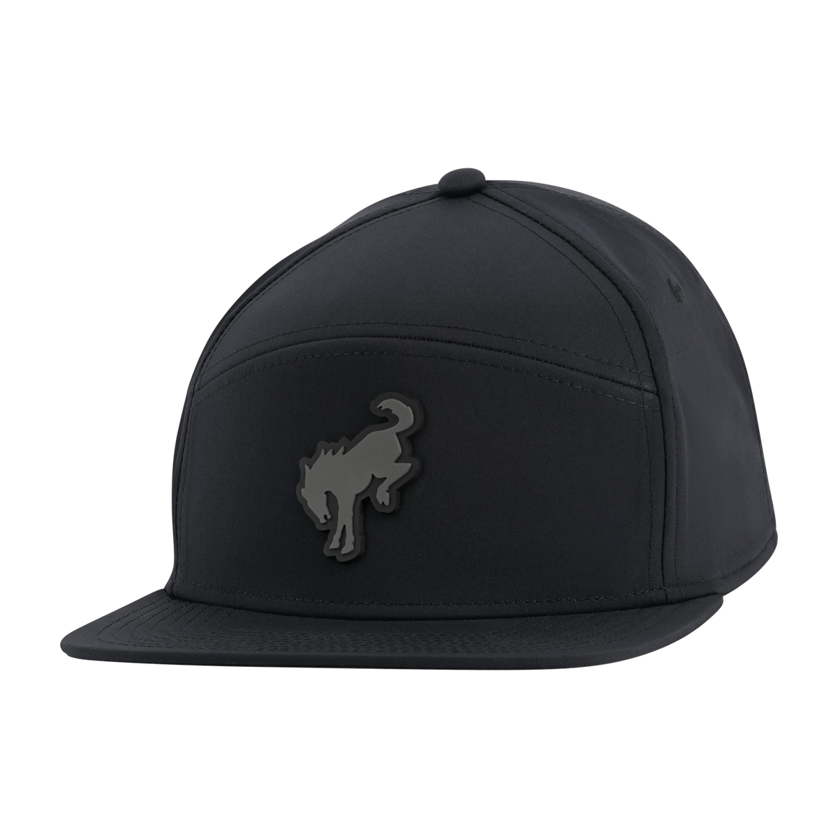 Black cap with a logo on a white background