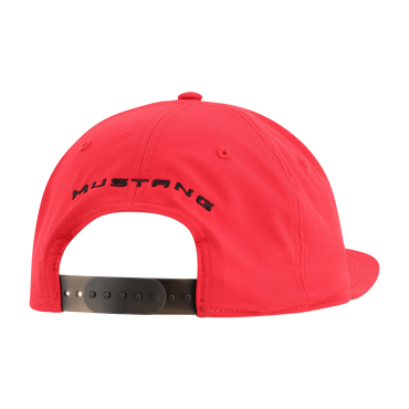 Red cap with 'Mustang' logo on a white background