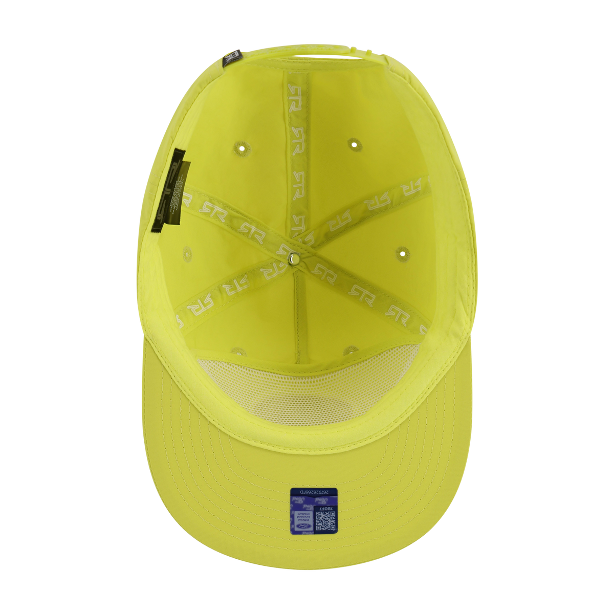 Yellow cap with mesh back on a white background