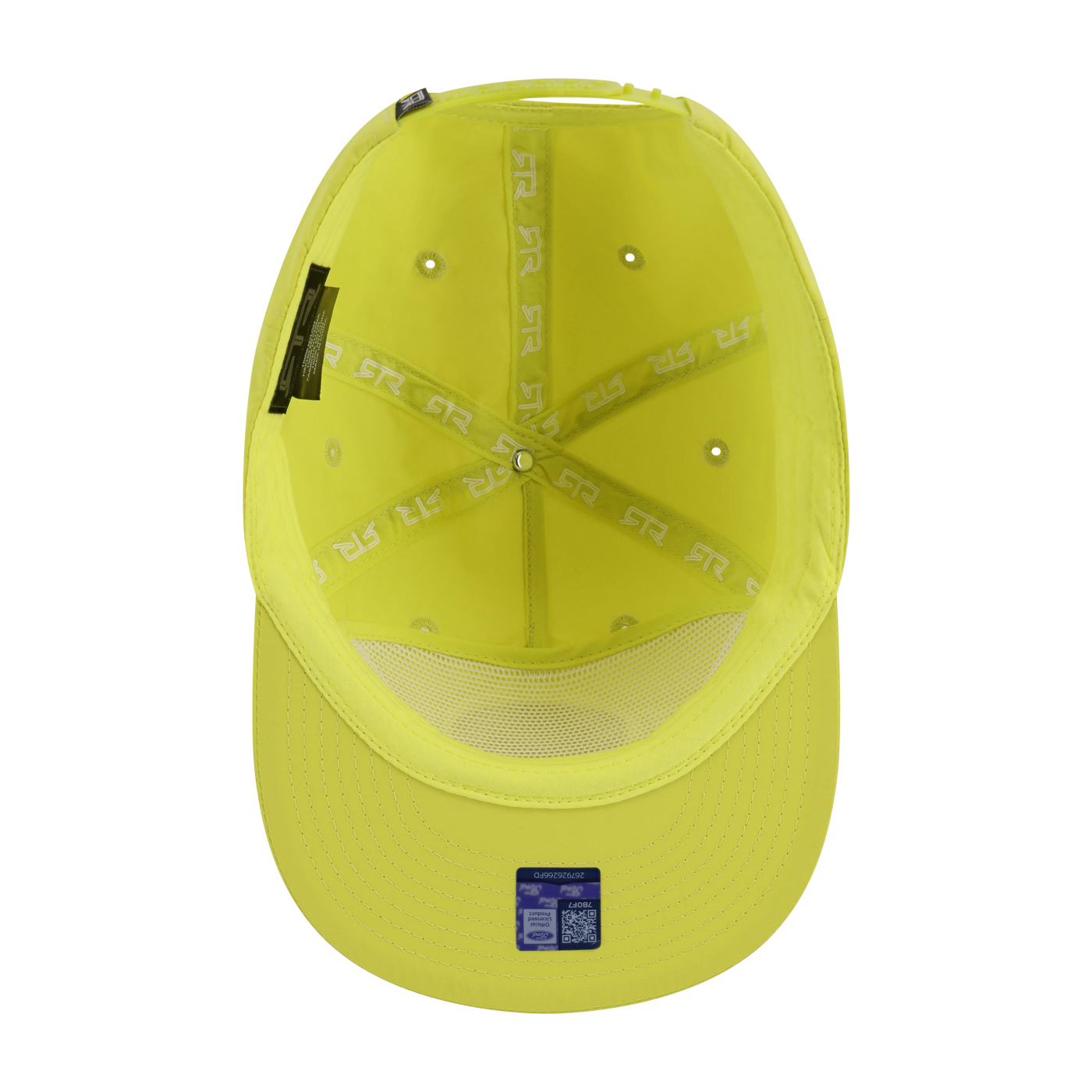 Yellow cap with mesh back on a white background
