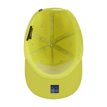 Yellow cap with mesh back on a white background