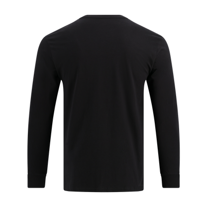 Black long-sleeve shirt on a white background