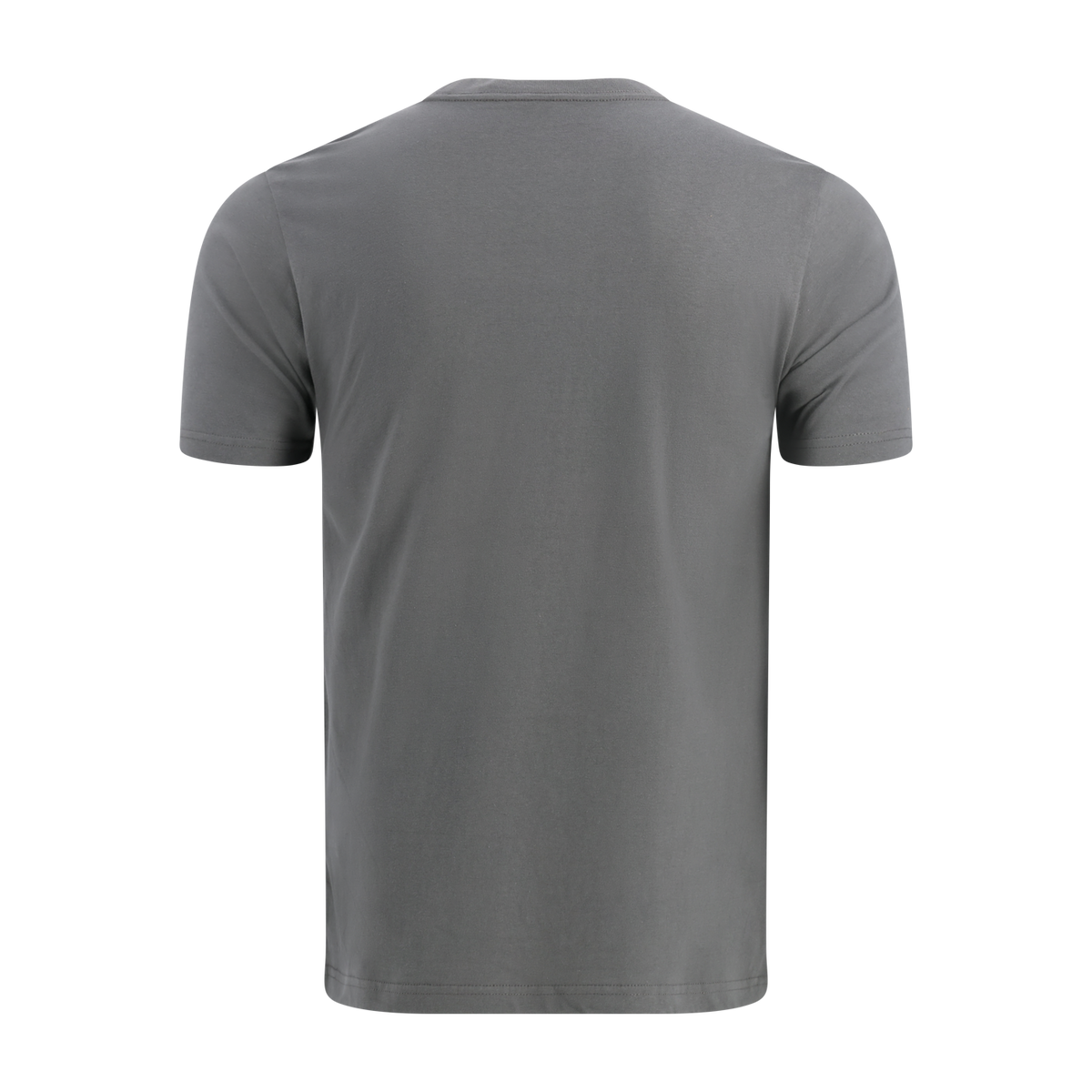 Gray t-shirt shown from the back on a white background