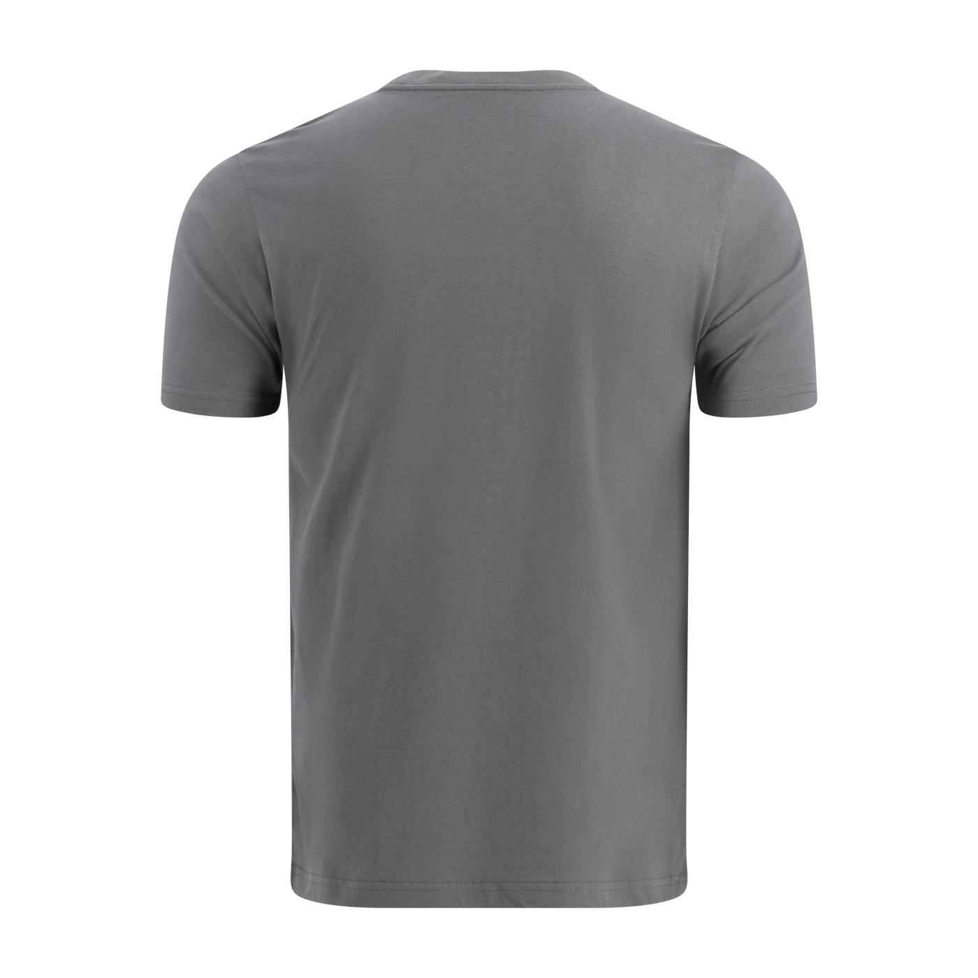Gray t-shirt shown from the back on a white background
