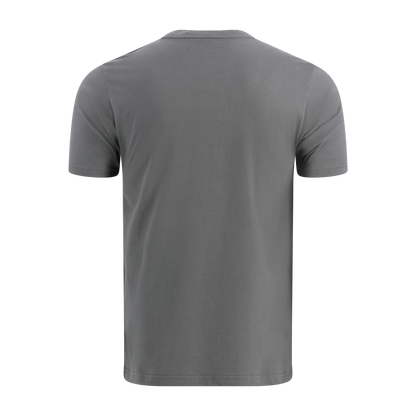 Gray t-shirt shown from the back on a white background
