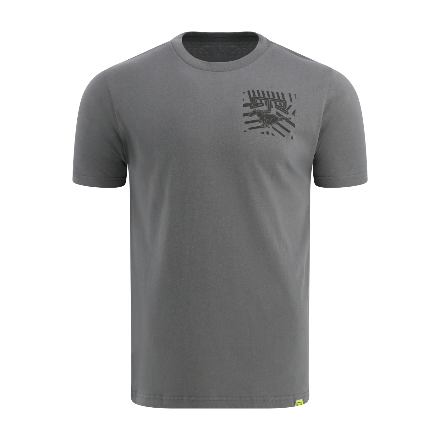 Gray t-shirt with a black Ford mustang RTR logo on a white background