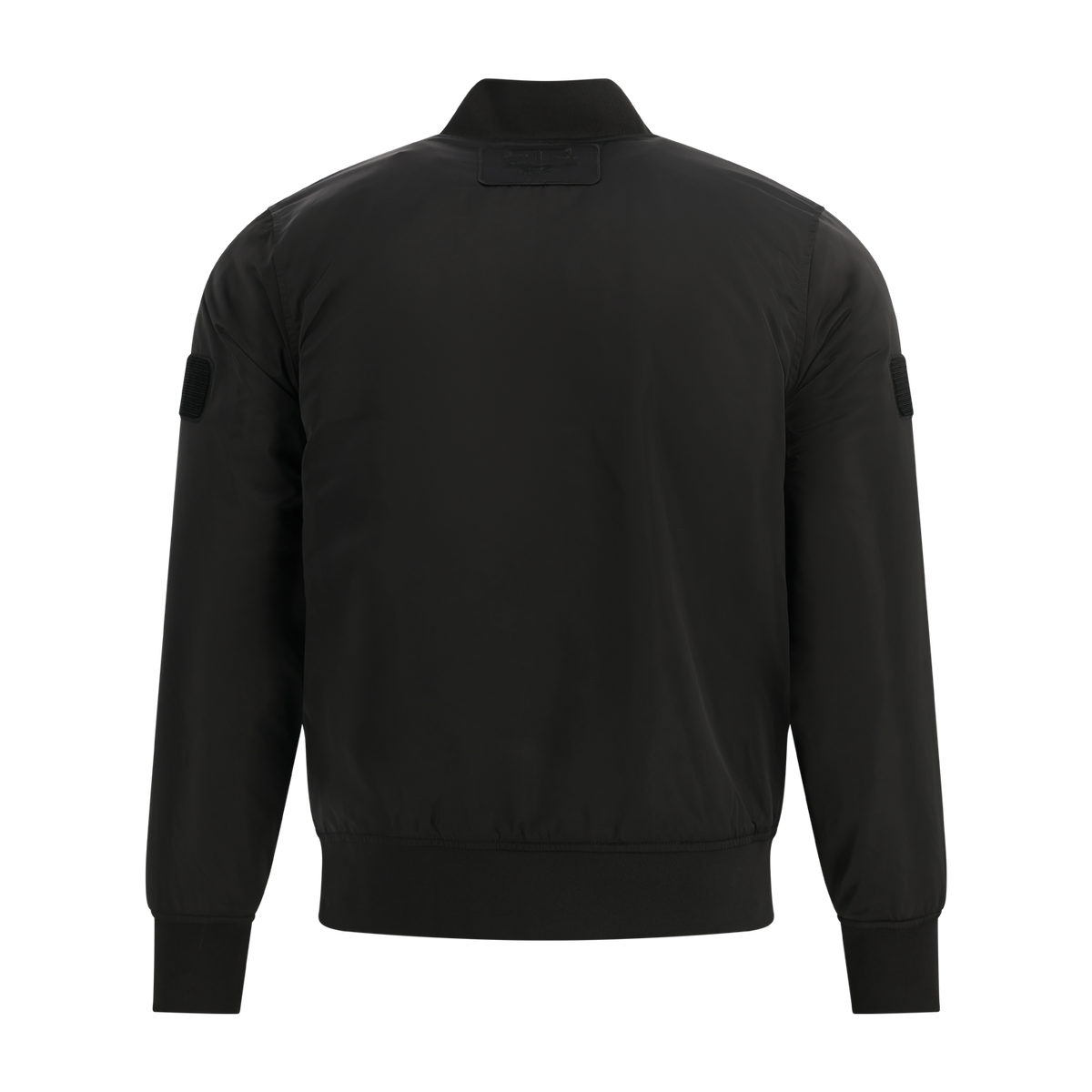 Black bomber jacket on a white background