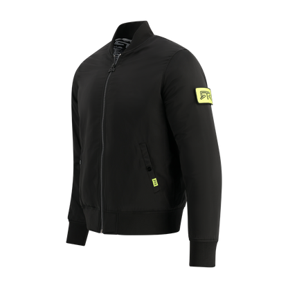 Black ford rtr jacket with a yellow RTR patch on a white background