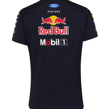 navy blue womens ford racing t-shirt with Red Bull and Mobil 1 logos on a white background