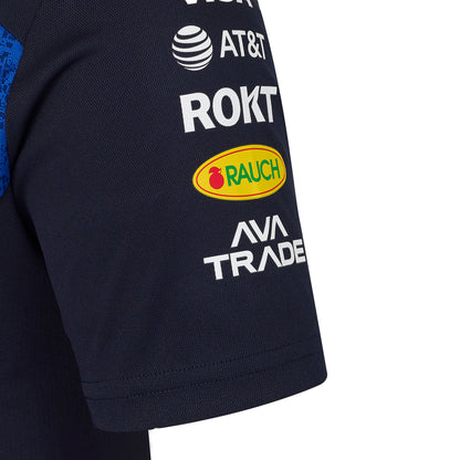 Navy blue sleeve with logos of AT&T, ROKT, RAUCH, and AVATRADE on a white background