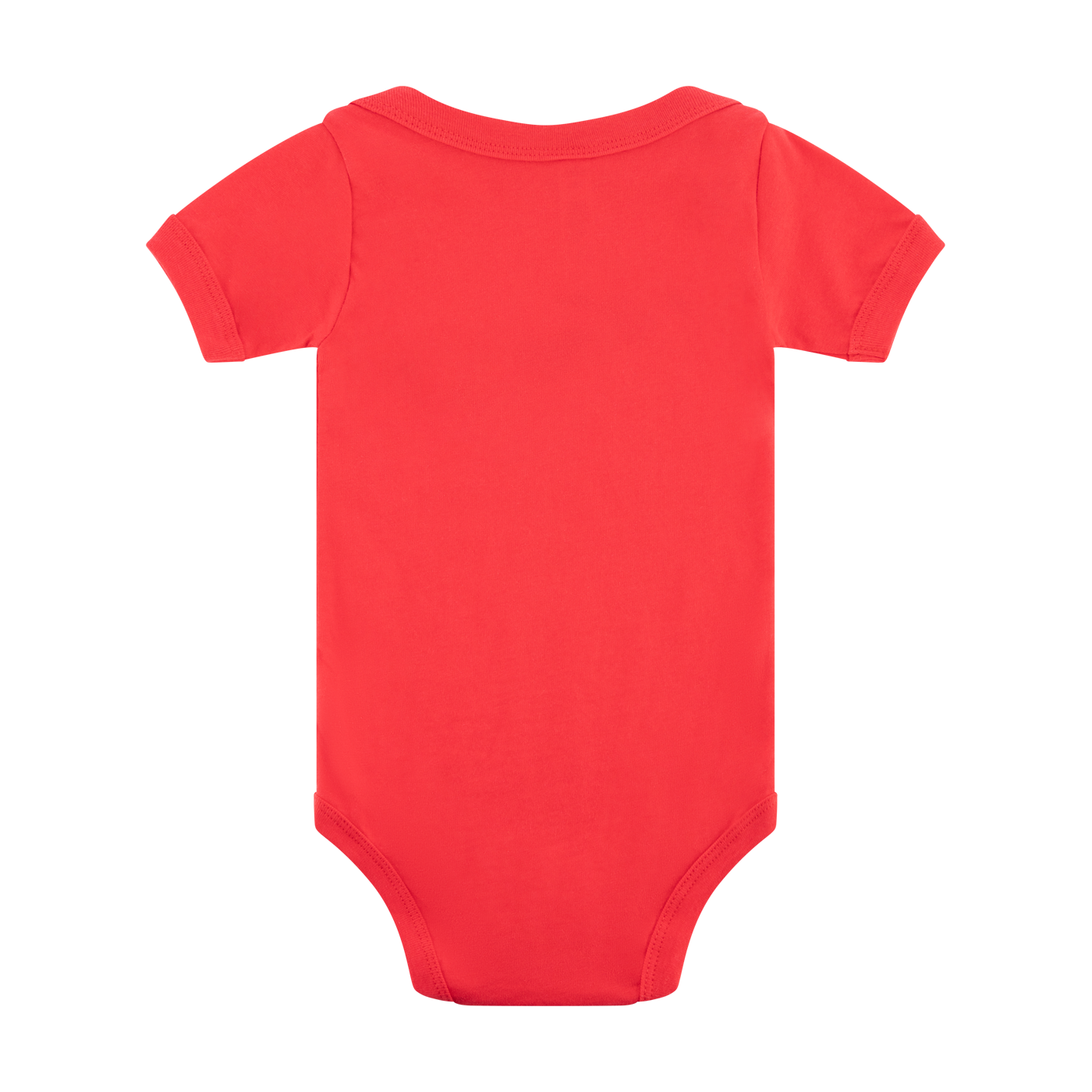 Red baby onesie on a white background