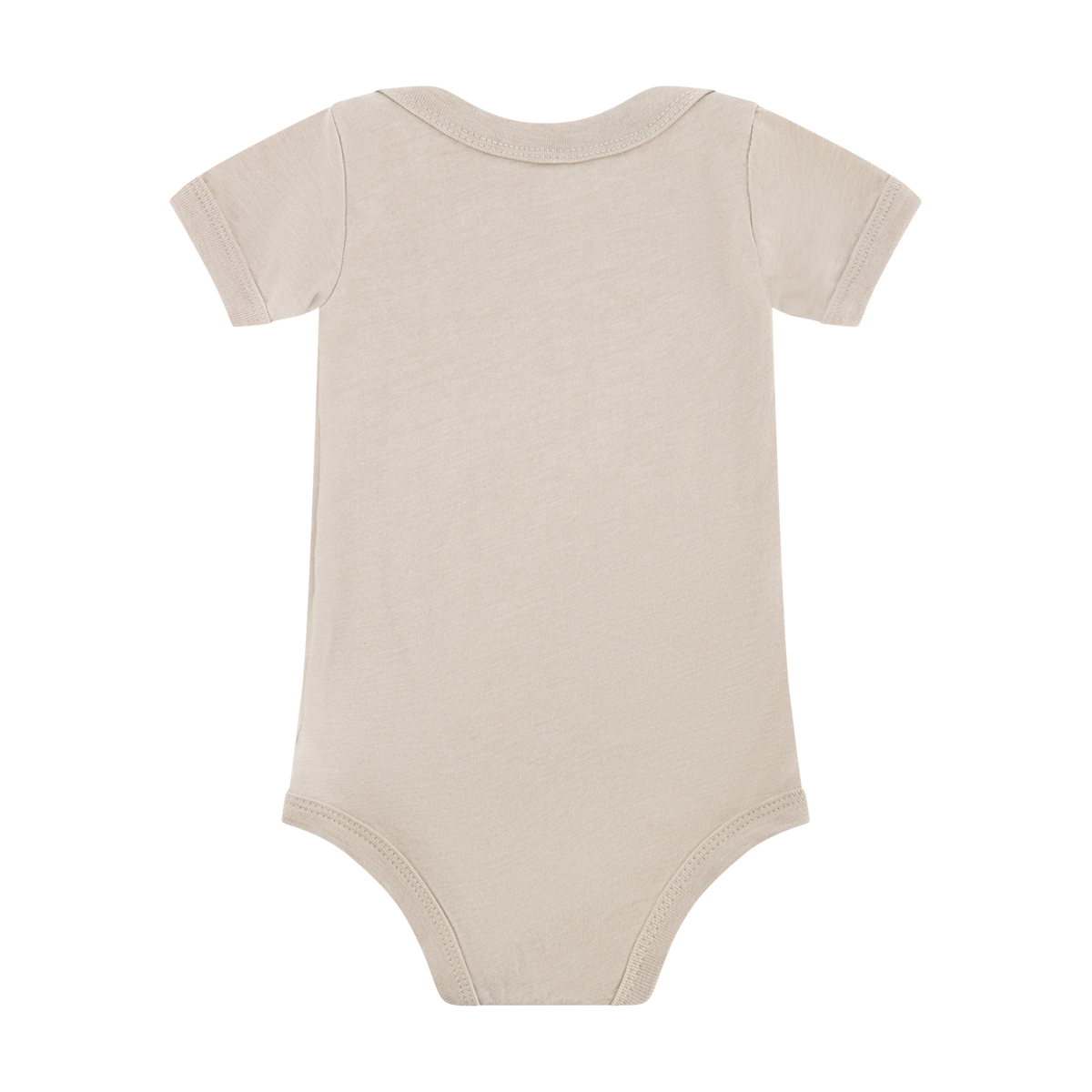 Beige baby onesie on a white background