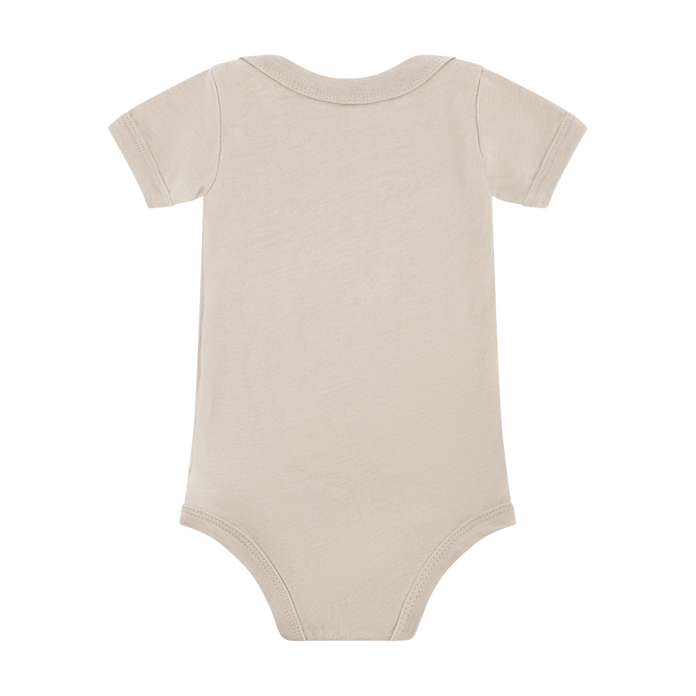 Beige baby onesie on a white background