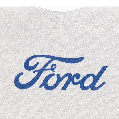 Blue Ford logo on a textured white background