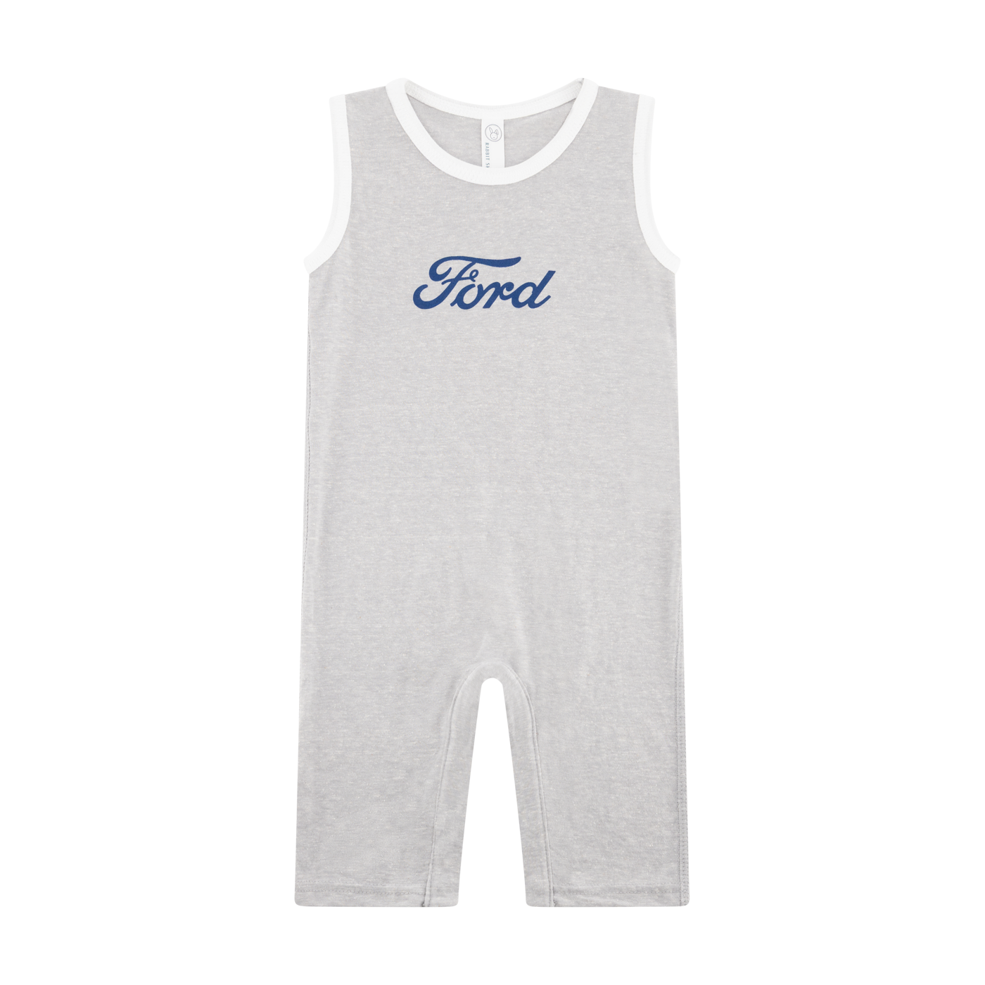 Gray BABY romper with Ford logo on a white background