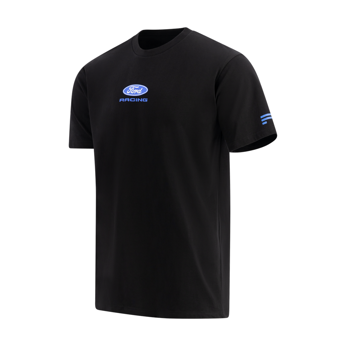 Black t-shirt with Ford Racing logo on a white background