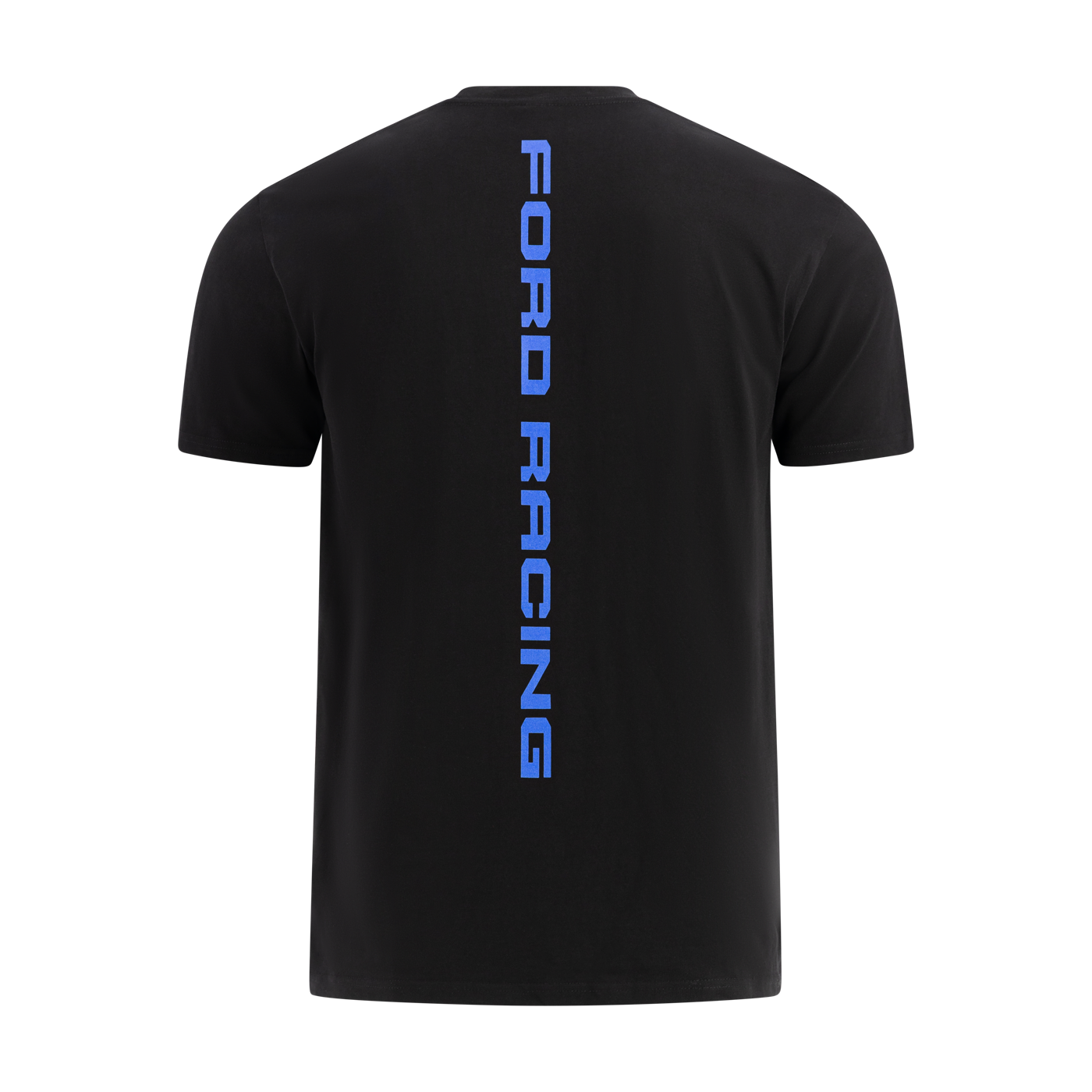 Black t-shirt with 'Ford Racing' text on the back against a white background