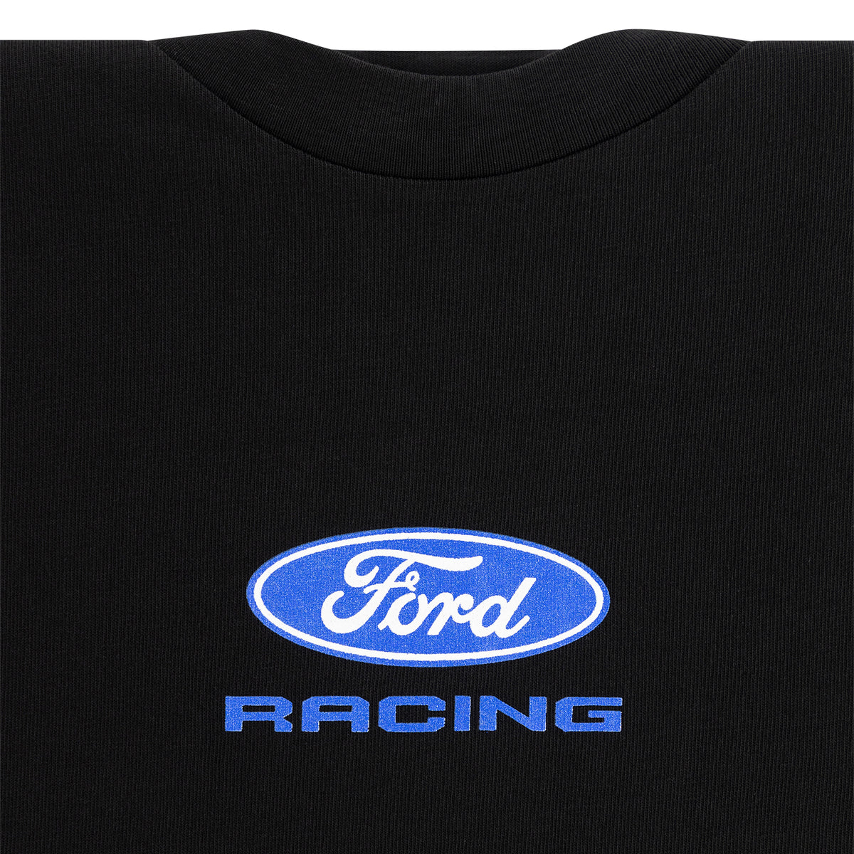 Black sweatshirt with Ford Racing logo on a black background