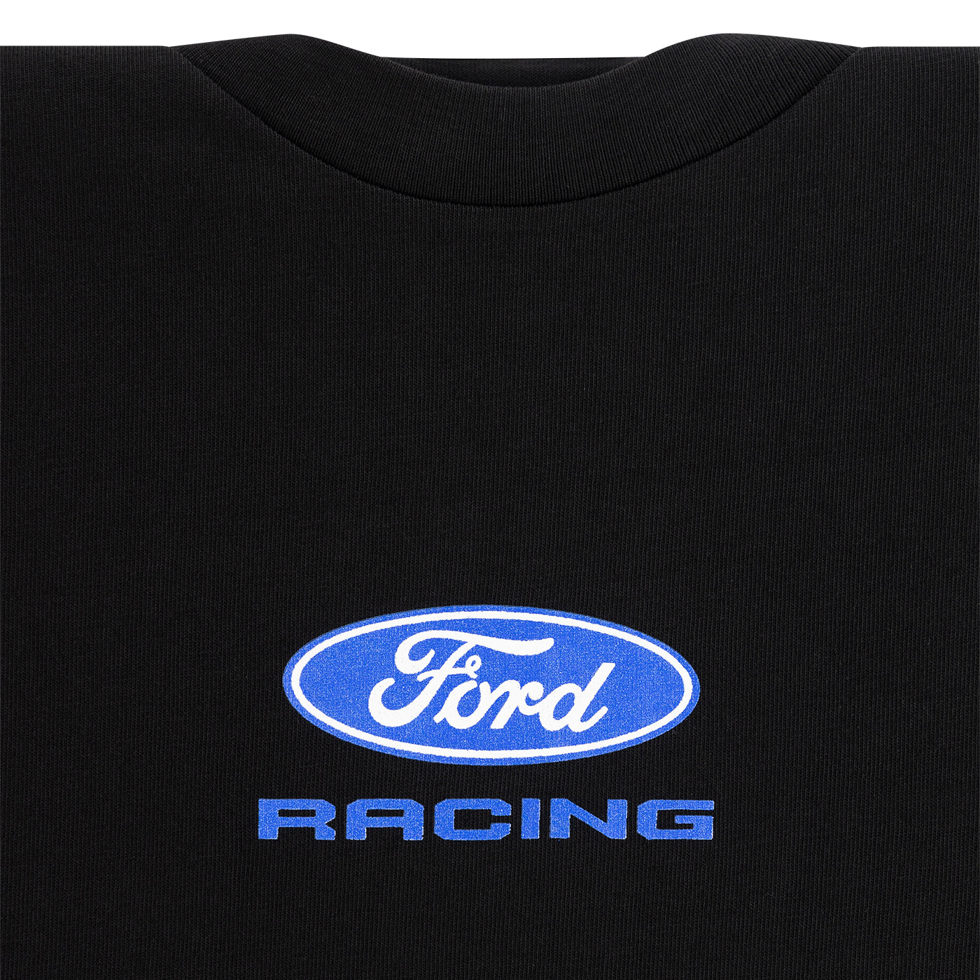 Black sweatshirt with Ford Racing logo on a black background