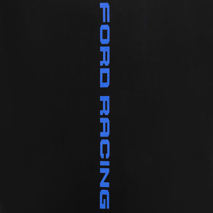 Ford Racing logo in blue on a black background