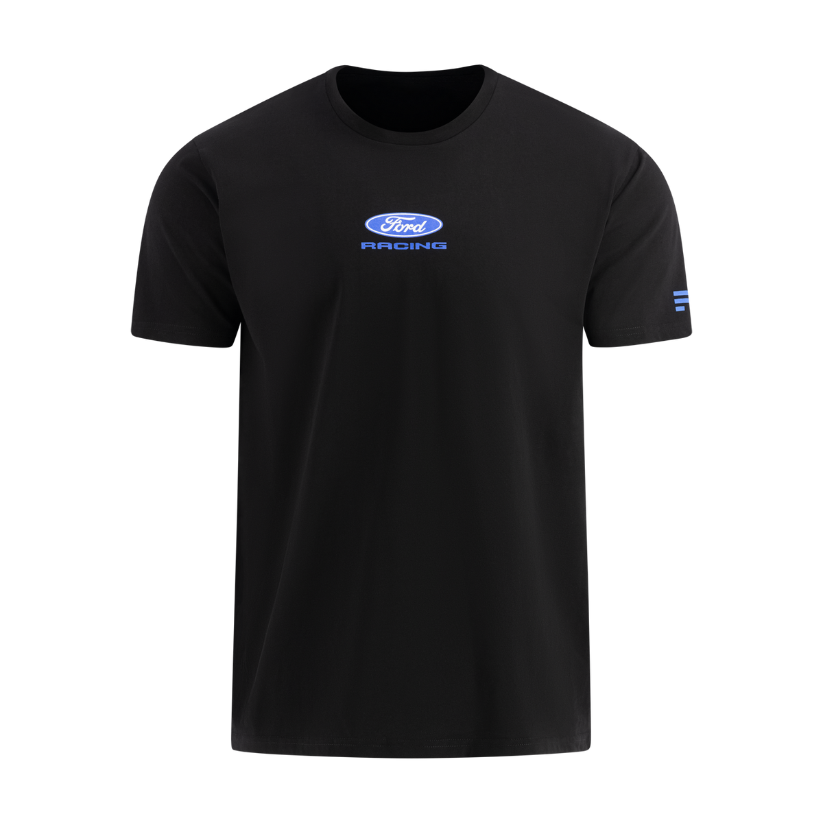 Black t-shirt with Ford Racing logo on a white background