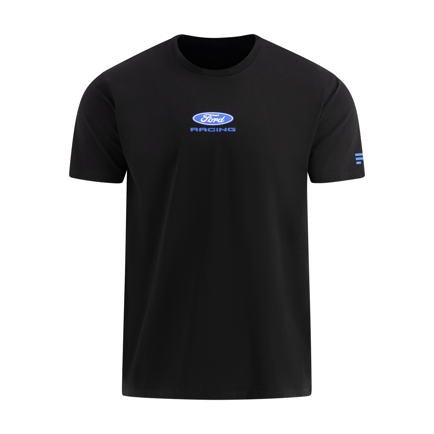 Black t-shirt with Ford Racing logo on a white background