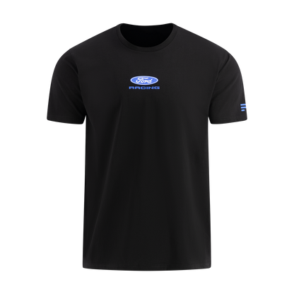 Black t-shirt with Ford Racing logo on a white background