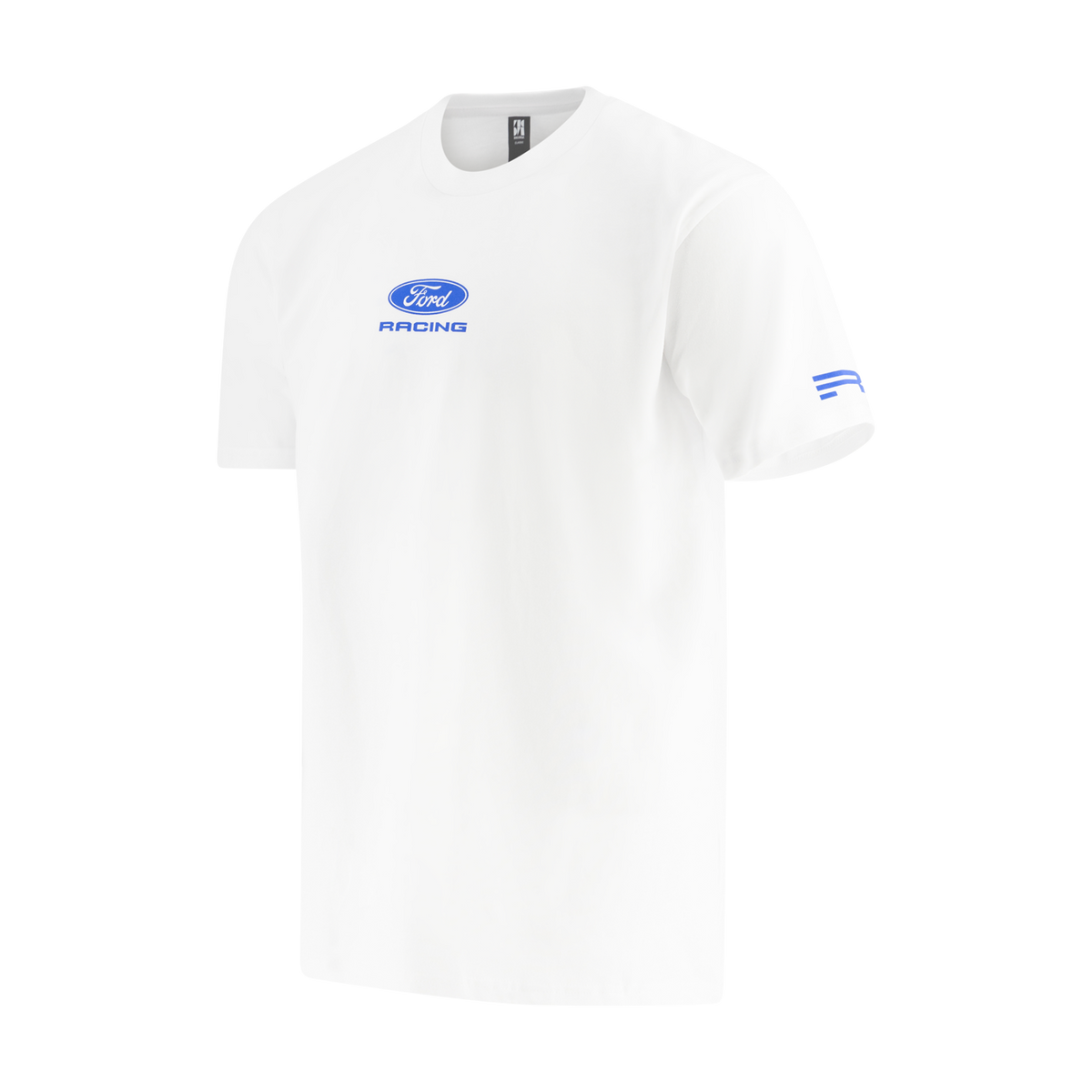 White t-shirt with Ford Racing logo on a white background